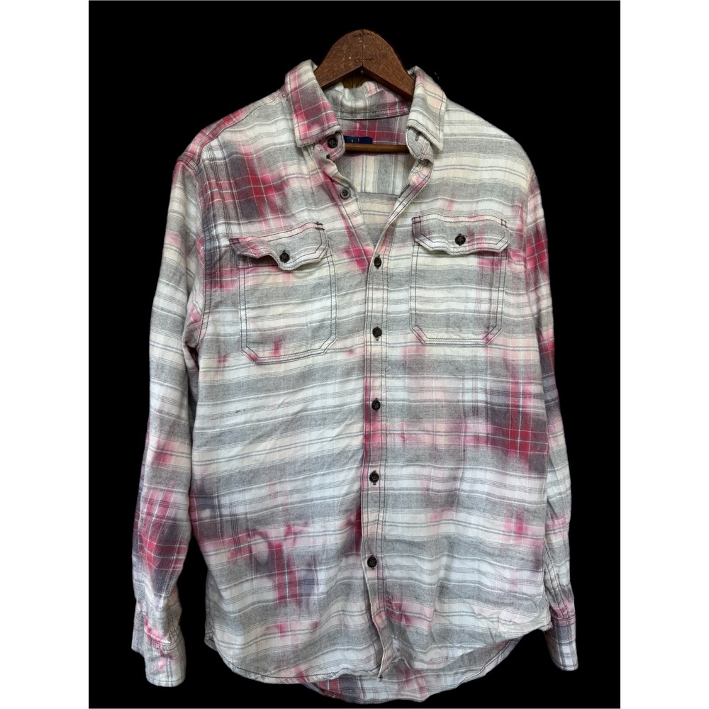 Upcycled Floral Flannel Shirt Small | Cottagecore Rose Patch Soft Plaid - Picture 5 of 8